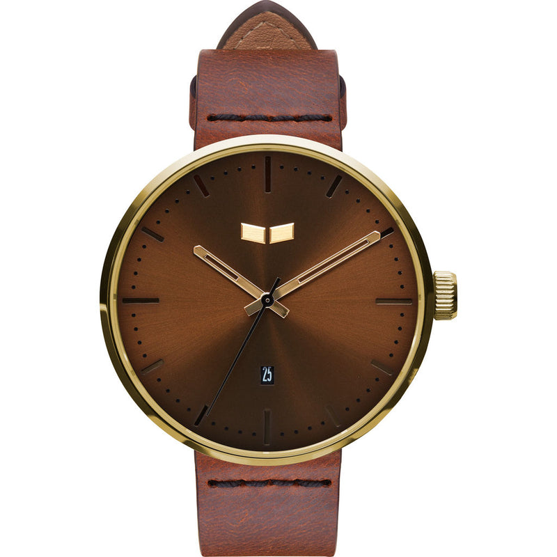 Vestal Roosevelt Italian Leather Watch | Cordovan/Gold/Brown