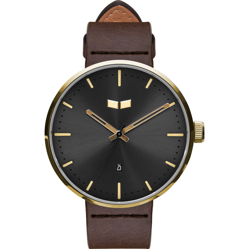 Vestal Roosevelt Italian Leather Watch | Dark Brown/Gold/Black