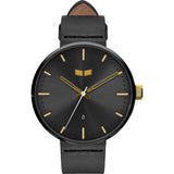 Vestal Roosevelt Italian Leather Watch | Black/Gun-Gold