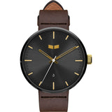Vestal Roosevelt Italian Leather Watch | Dark Brown/Gun-Gold