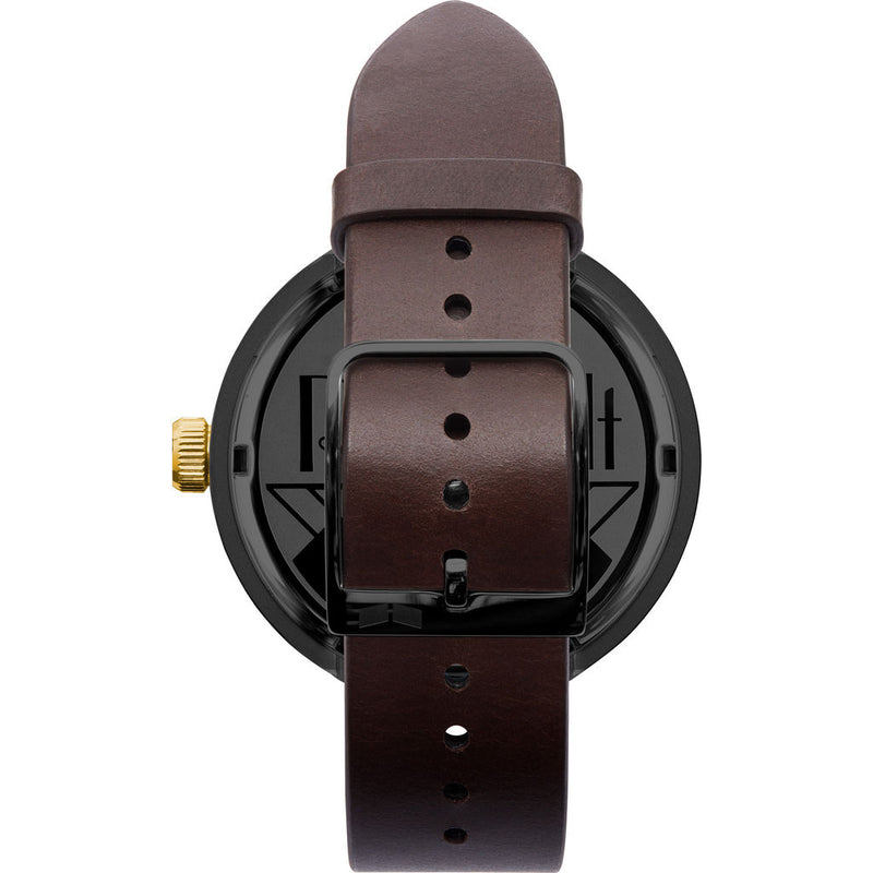 Vestal Roosevelt Italian Leather Watch | Dark Brown/Gun-Gold
