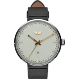 Vestal Roosevelt Italian Leather Watch | Black/Silver/Marine-Gold