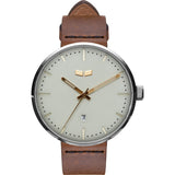Vestal Roosevelt Italian Leather Watch | Brown/Silver/Marine-Gold
