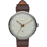 Vestal Roosevelt Italian Leather Watch | Dark Brown/Silver/Marine-Gold