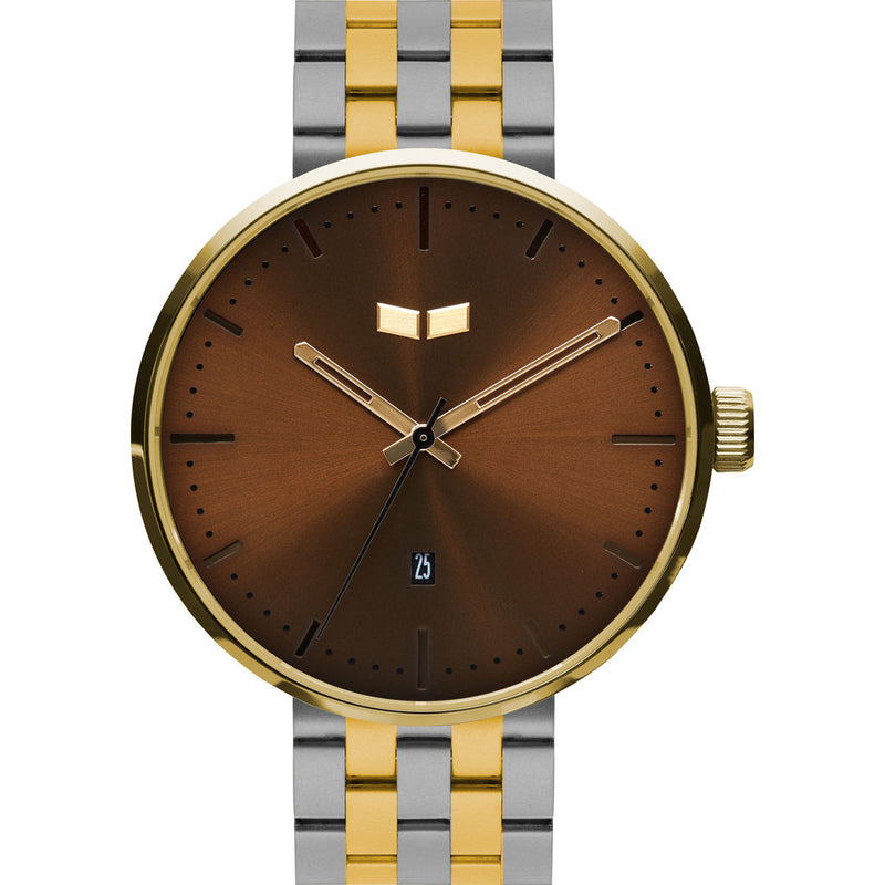 Vestal Roosevelt 5-Link Metal Watch | Gold/Brown/Silver