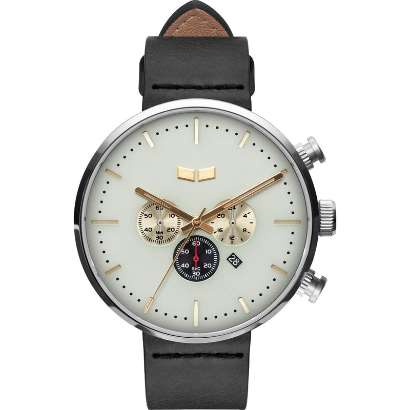 Vestal Roosevelt Chrono Italian Leather Watch | Black/Silver/Marine-Gold