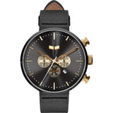 Vestal Roosevelt Chrono Italian Leather Watch | Black/Gun-Gold