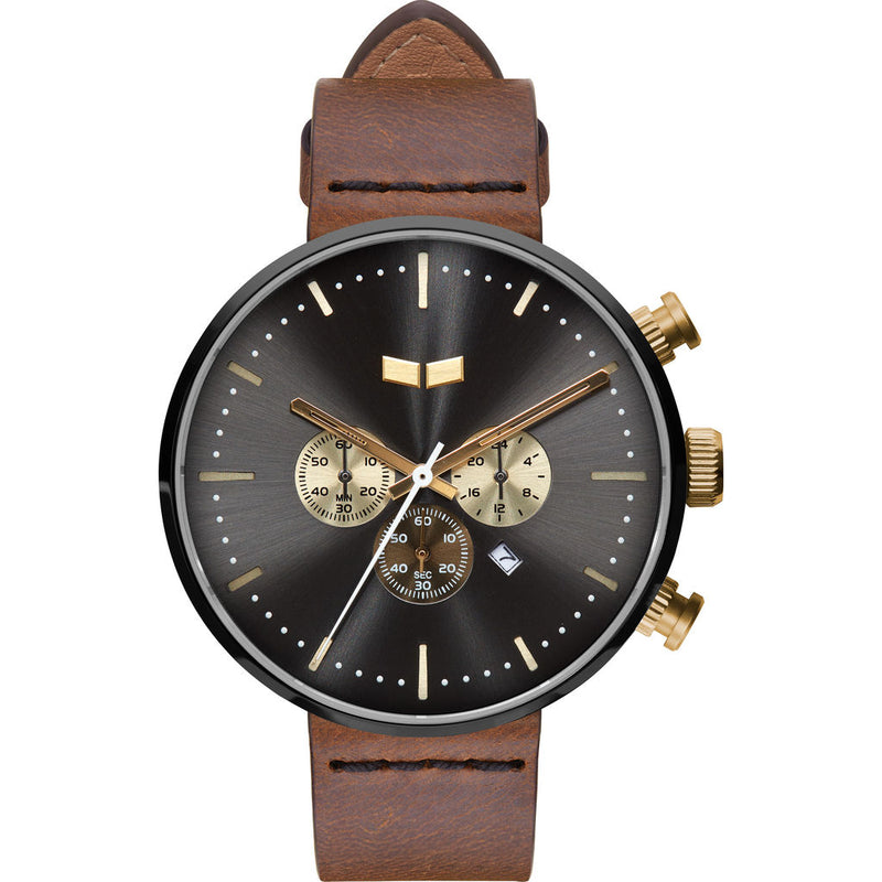 Vestal Roosevelt Chrono Italian Leather Watch | Brown/Gun-Gold