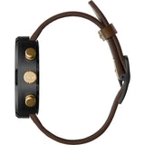 Vestal Roosevelt Chrono Italian Leather Watch | Dark Brown/Gun-Gold