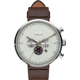 Vestal Roosevelt Chrono Italian Leather Watch | Dark Brown/Silver/Marine
