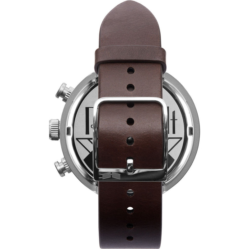 Vestal Roosevelt Chrono Italian Leather Watch | Dark Brown/Silver/Marine