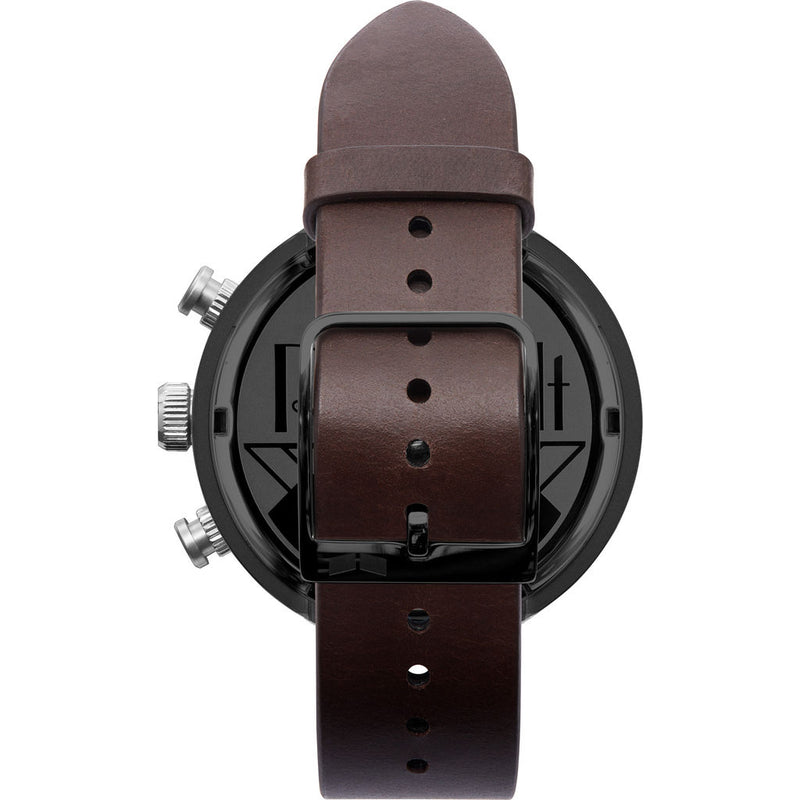 Vestal Roosevelt Chrono Italian Leather Watch | Dark Brown/Gun-Silver