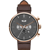 Vestal Roosevelt Chrono Italian Leather Watch | Dark Brown/Rosegold/Grey