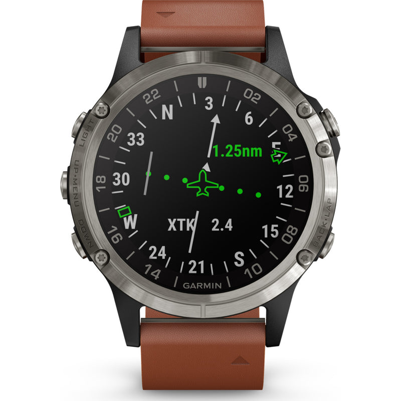 Garmin D2 Delta Aviation GPS Watch | Silver/Brown 010-01988-30 
