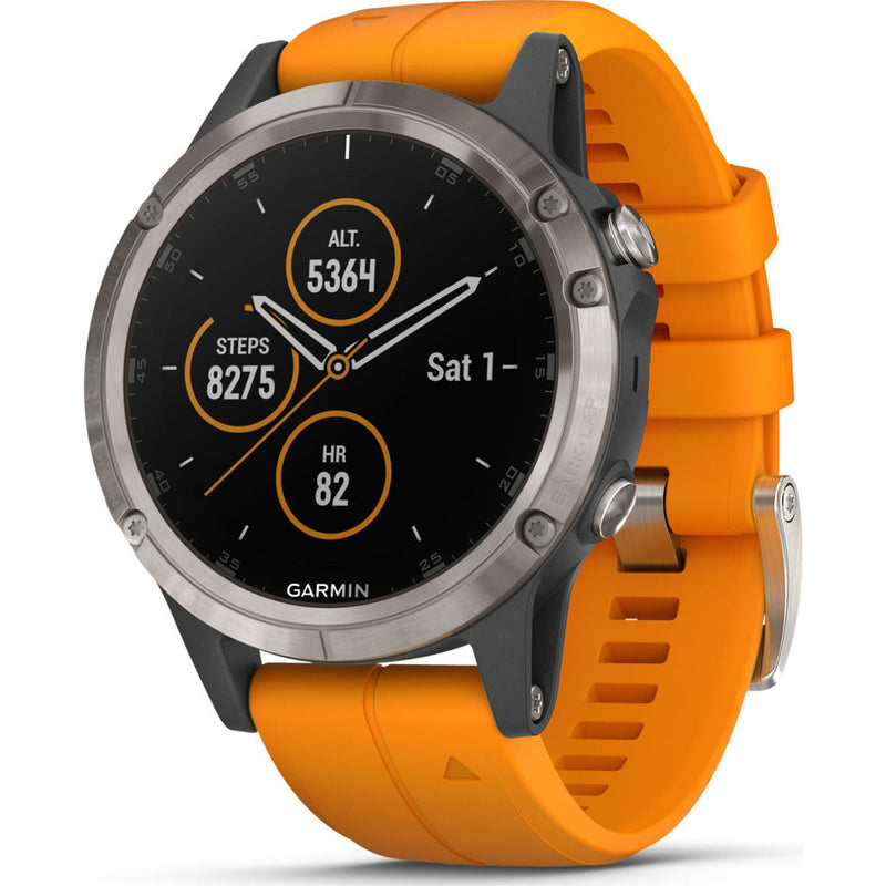 belønning Betjening mulig Ciro Garmin Fenix 5 Plus Sapphire Multisport GPS Watch, Solar Flare Orange –  Sportique