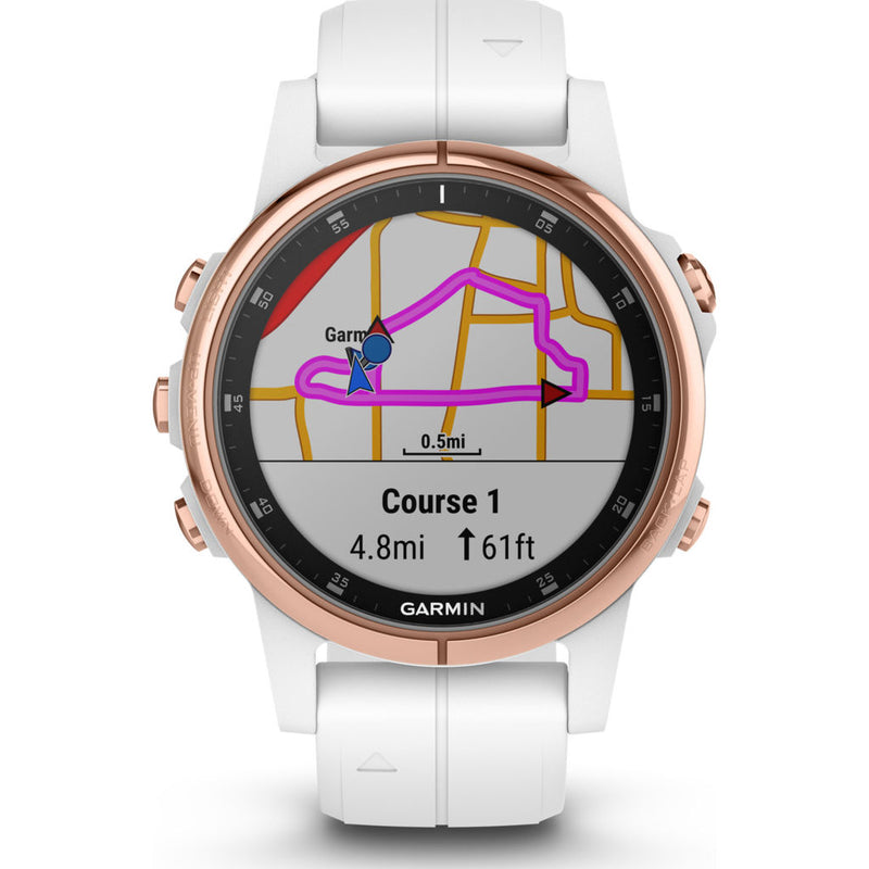 Garmin Fenix 5S Plus Sapphire Multisport GPS Watch, Rose Gold