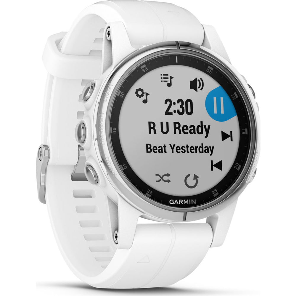 Garmin Fenix 5S Plus Sapphire Multisport GPS Watch, Carrara White