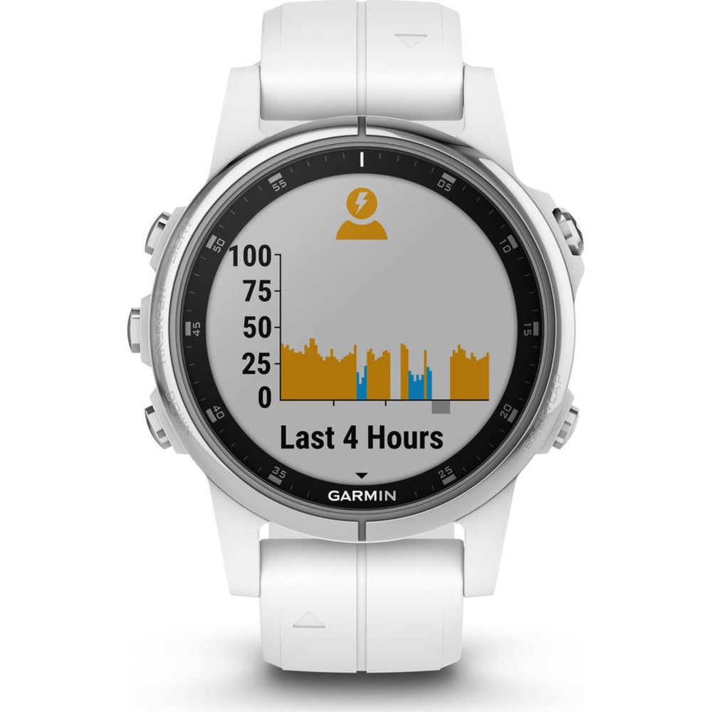Garmin Fenix 5S Plus Sapphire Multisport GPS Watch, Carrara White