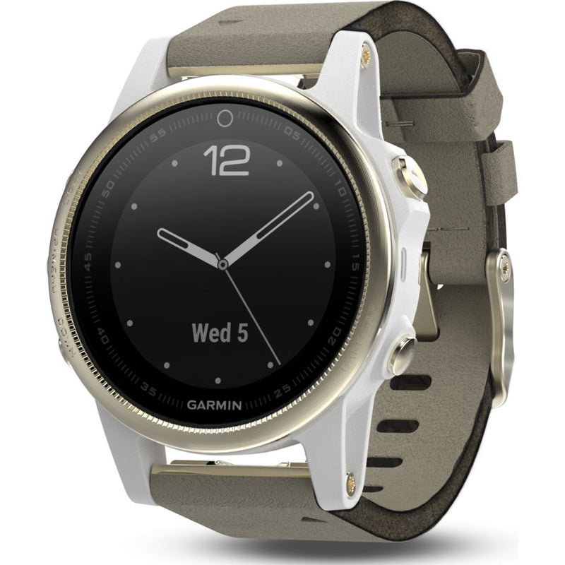 Garmin Fenix 5S Sapphire Multisport GPS Watch in Champagne/White
