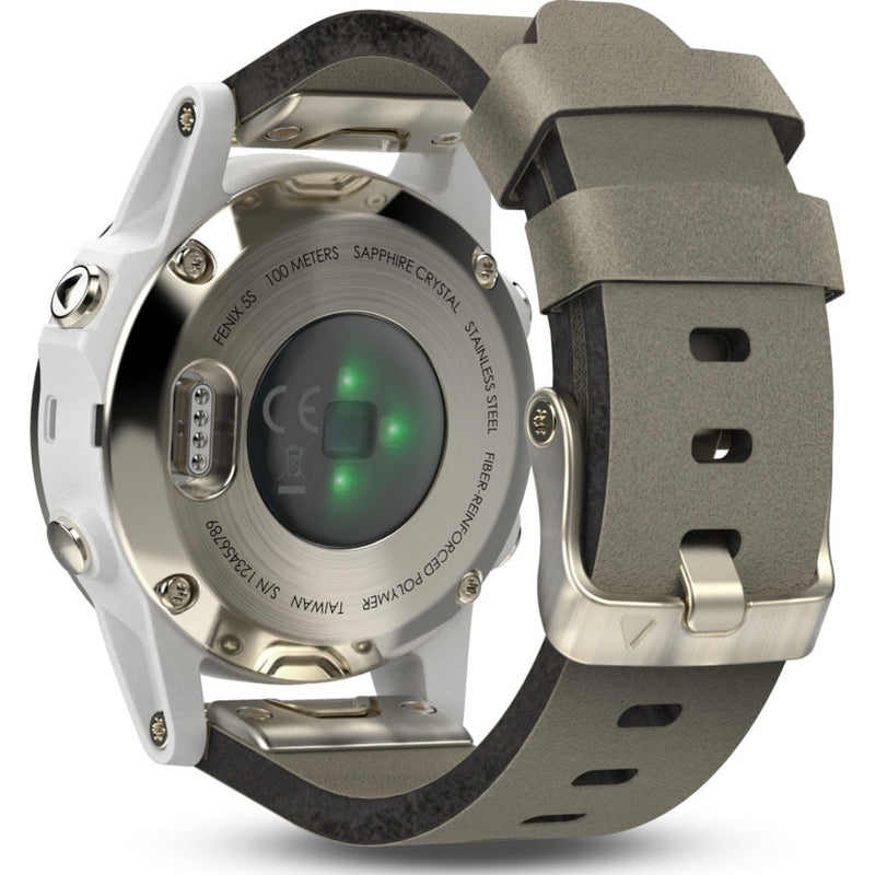 Garmin Fenix 5S Sapphire Multisport GPS Watch in Champagne/White