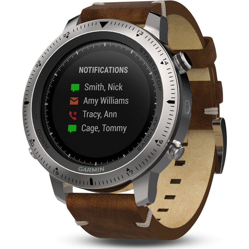 Garmin Fenix Chronos Multi-Sport GPS Watch | Silver/Leather 010-01957-00