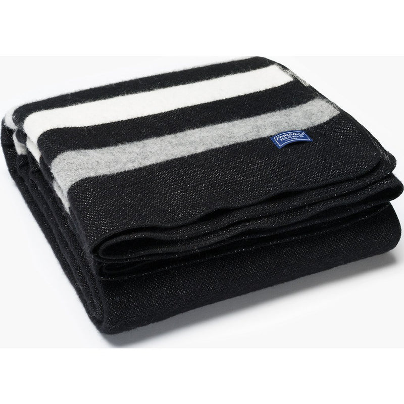 Faribault Revival Stripe Wool Throw | Black Heather 16750 50x72