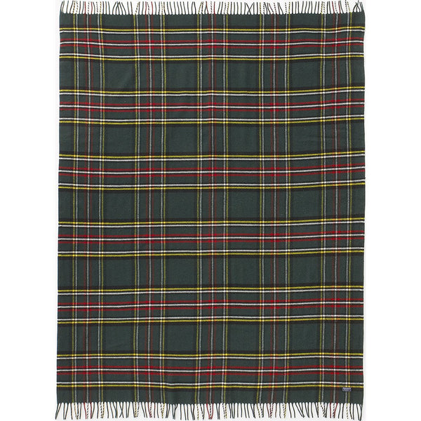 Faribault Royal Carefree Stewart Plaid Wool Throw | Green Plaid 12639 50x72