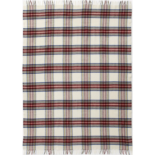 Faribault Royal Carefree Stewart Wool Throw | White Plaid 12622 50x72