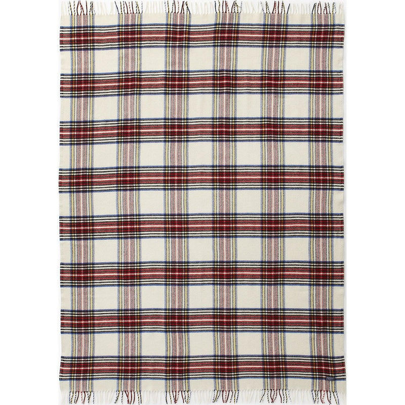 Faribault Royal Carefree Stewart Wool Throw | White Plaid 12622 50x72