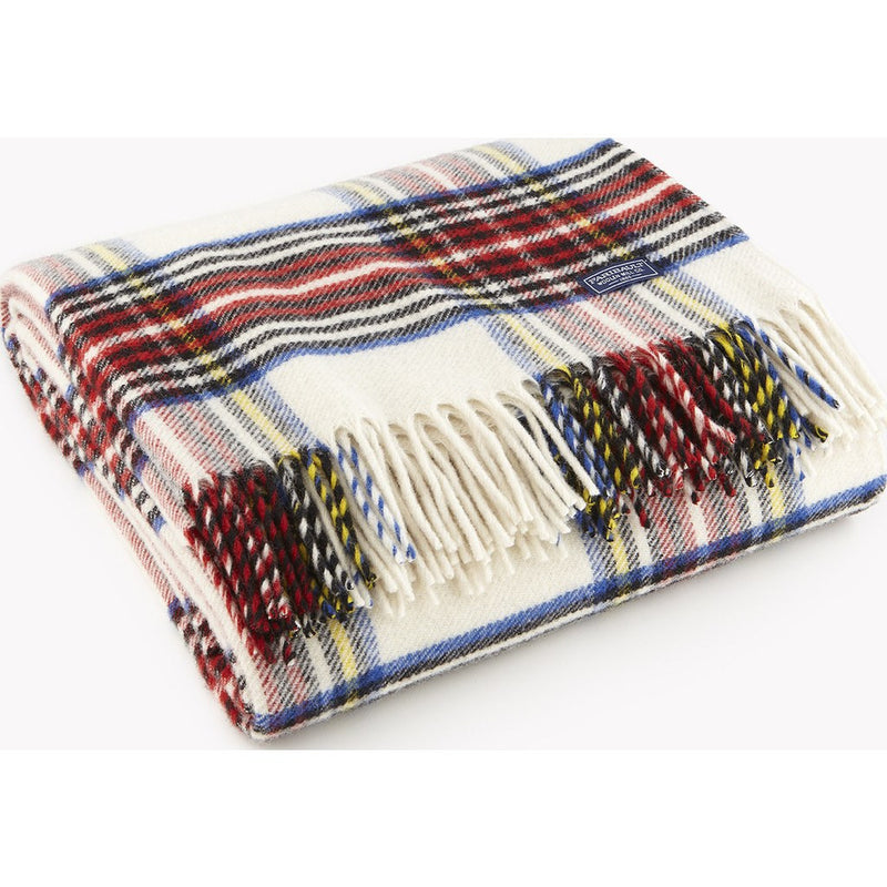 Faribault Royal Carefree Stewart Wool Throw | White Plaid 12622 50x72