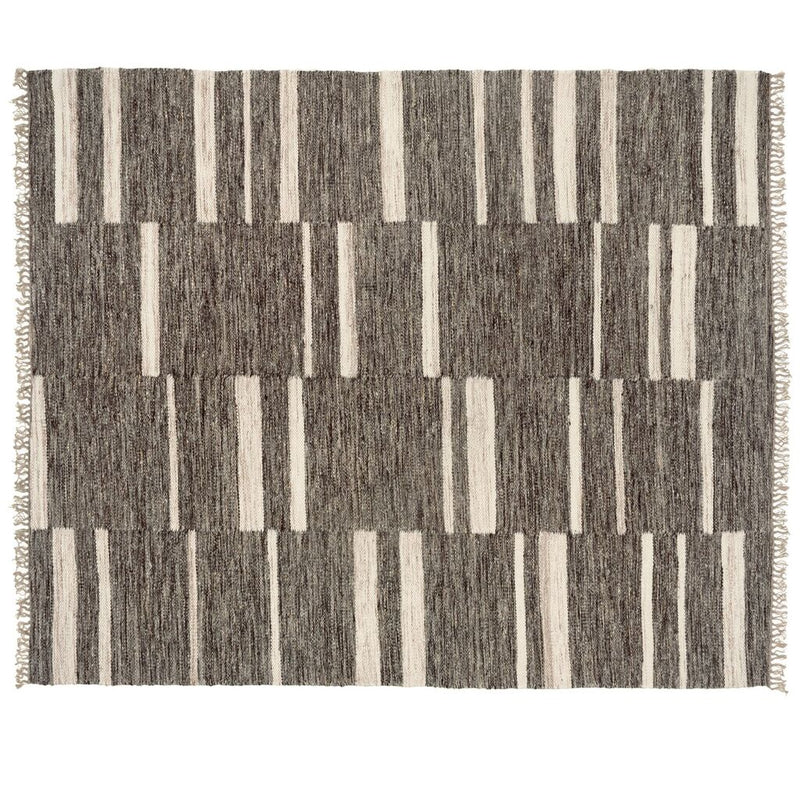 Revival Rugs Rune Panel Flatweave Wool Rug | Charcoal