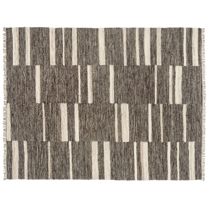 Revival Rugs Rune Panel Flatweave Wool Rug | Charcoal