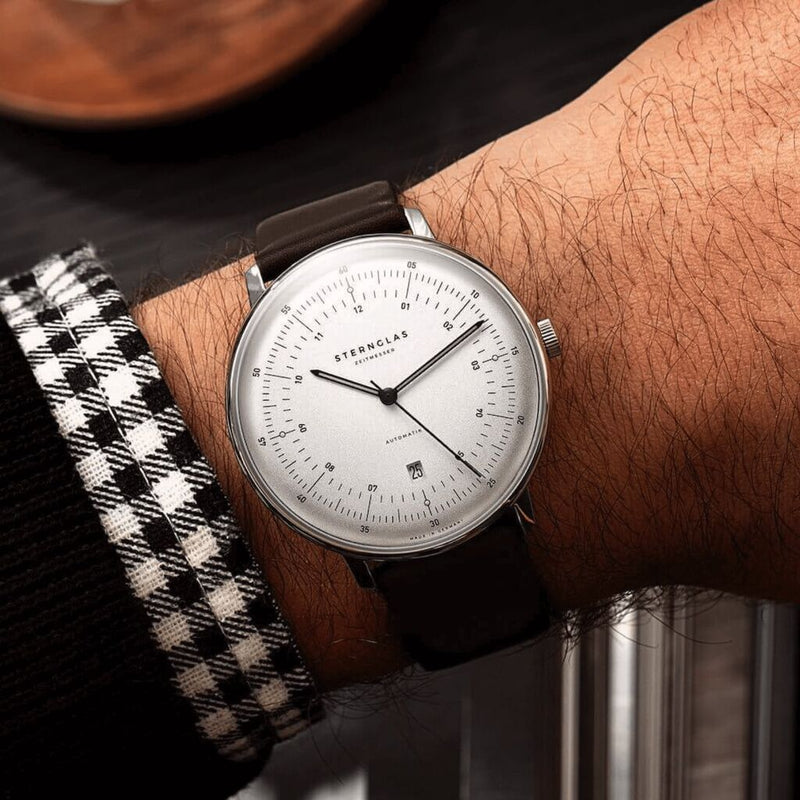 Sternglas Hamburg Automatic Watch | Silver/Premium Dark Brown