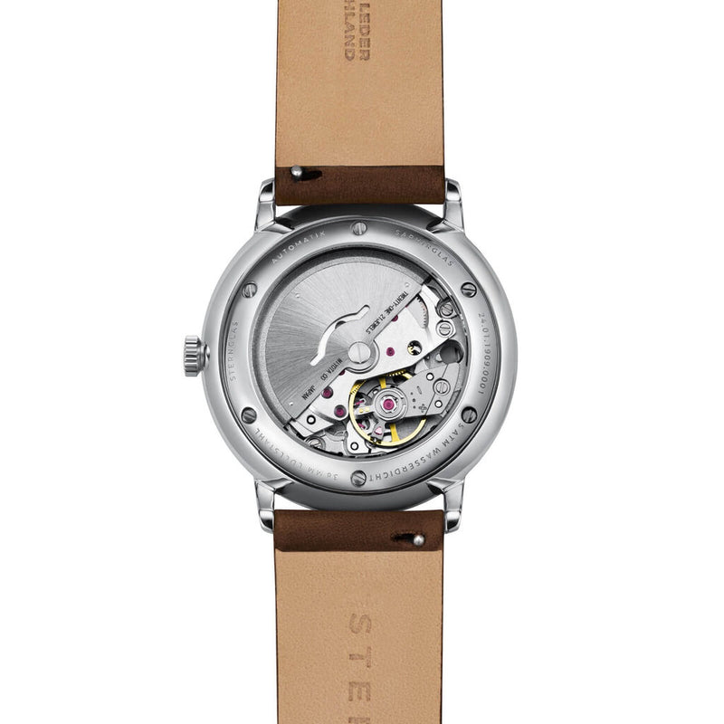 Sternglas Naos Automatic Watch | White/Premium Dark Brown