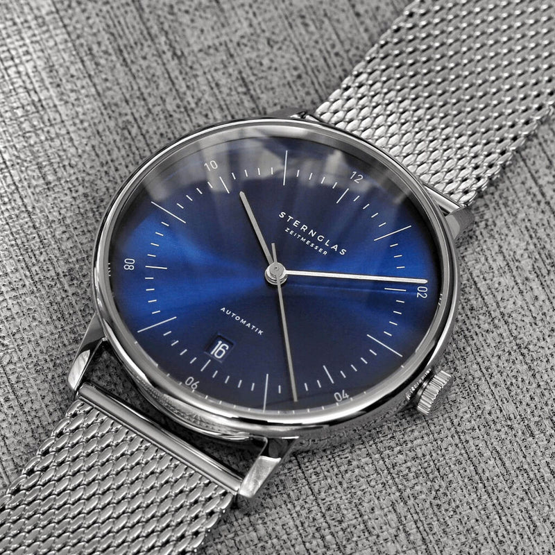 Sternglas Naos Automatic Watch | Blue/Steel Milanaise