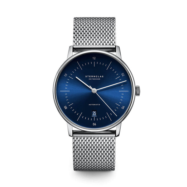 Sternglas Naos Automatic Watch | Blue/Steel Milanaise