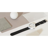 Analog Mason Genuine White Marble Hex Watch | Black Strap sb-wx
