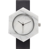 Analog Mason Genuine White Marble Hex Watch | Black Strap sb-wx