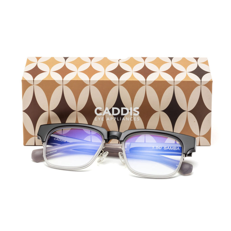 Caddis Samba Reading Glasses | Gloss Black 1.5+