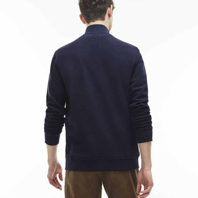 Lacoste Full Zip Collared Men's Fleece Sweatshirt | Navy Blue