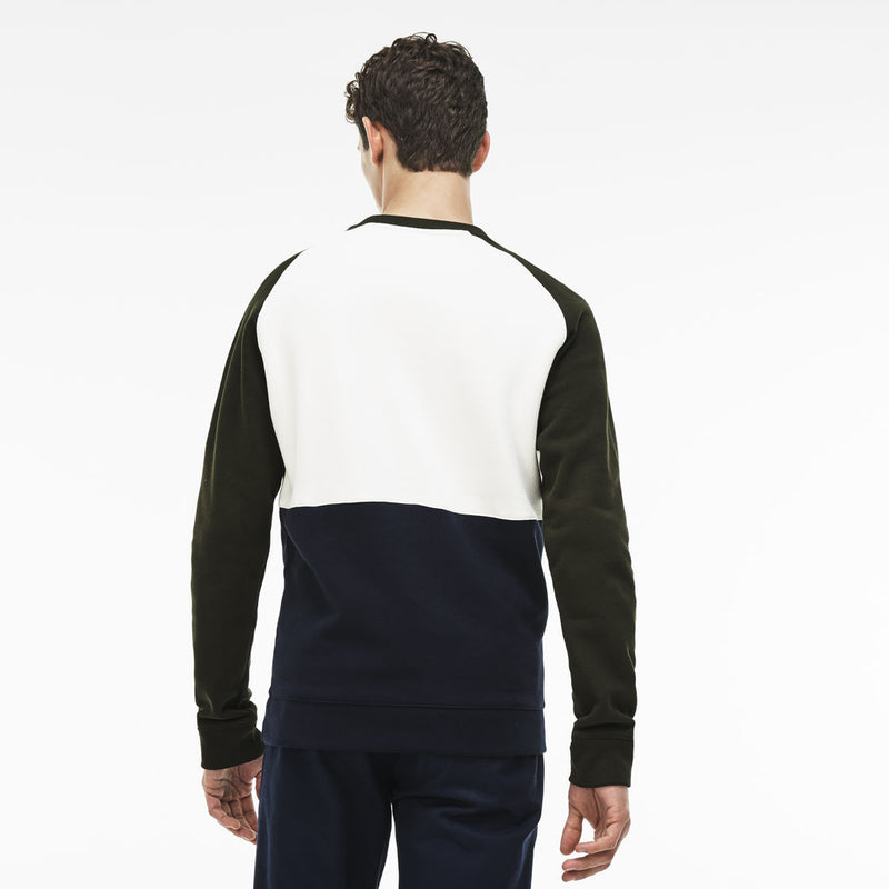 Lacoste Pique Color Block Men's Sweatshirt | Flour/Navy Blue/Sherwood