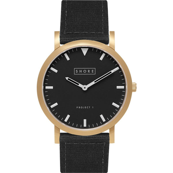Shore Projects St Ives Watch with Classic Strap | Gold / Charcoal / Black S036G
