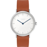 Tsovet SVT-SL37 Silver & White Watch | Tan Leather SL111513-01