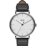 Vestal The Sophisticate Watch | Black/Silver/Black/Italian Leather/Swiss Jewel Movement SPH3L04
