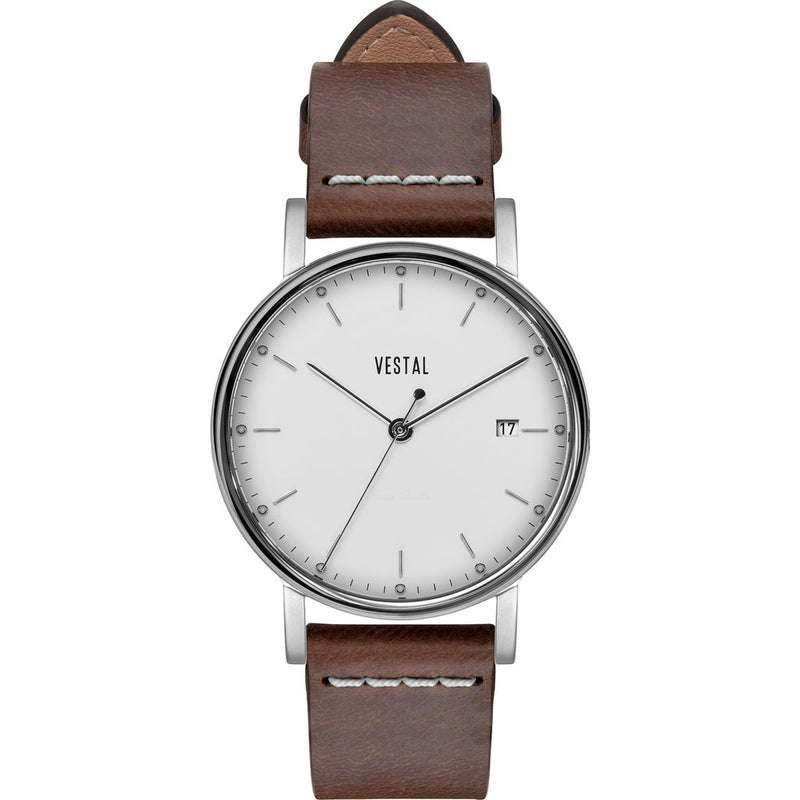 Vestal The Sophisticate 36 Italian Leather Watch | Light Brown/Silver/White