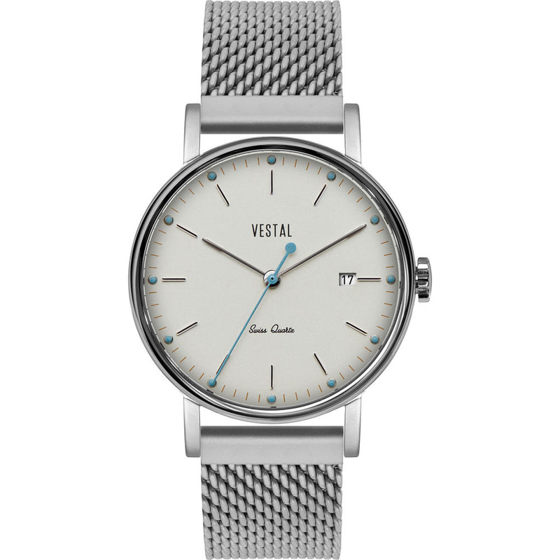 Vestal The Sophisticate 36 Metal Watch | Silver/White-Blue/Mesh