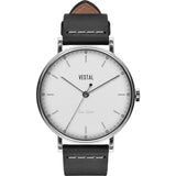 Vestal The Sophisticate Italian Leather Watch | Black/Silver/White