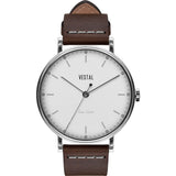 Vestal The Sophisticate Italian Leather Watch | Dark Brown/Silver/White