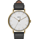 Vestal The Sophisticate Italian Leather Watch | Black/Gold/White