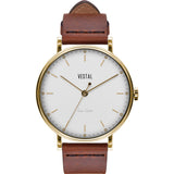 Vestal The Sophisticate Italian Leather Watch | Cordovan/Gold/White